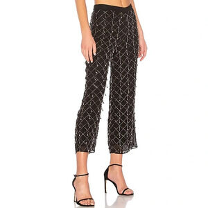 LPA Revolve Beaded Cropped Party Holiday Pant in Black Gunmetal Size XS